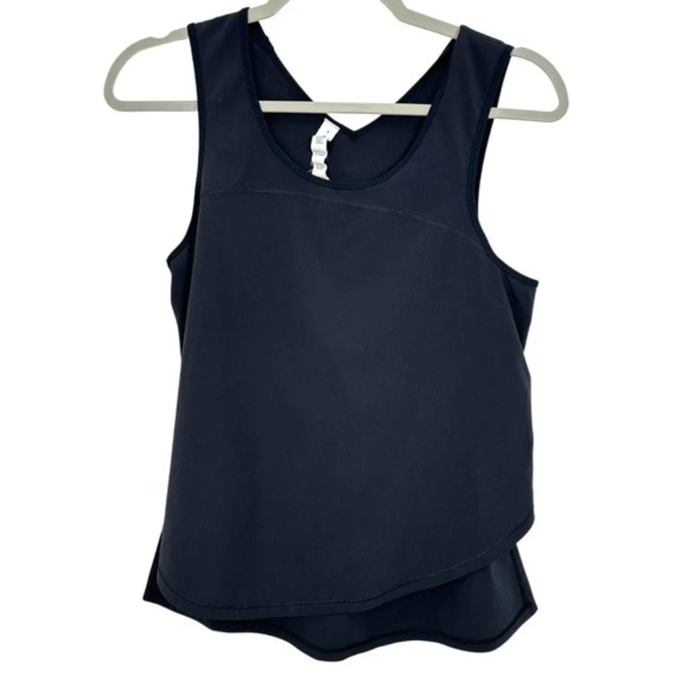 Lululemon Size 4 Tank Black Asymmetrical Hem Tank Top‎ Athleisure Workout Yoga